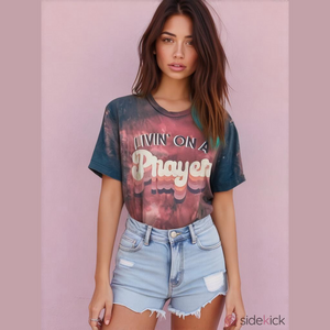 Livin’ On A Prayer Pink Armadillos Pink & Navy Tie Dye Women’s Tee (Sz L)